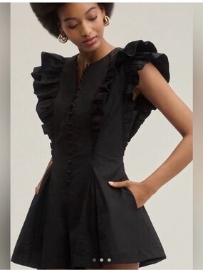 Maeve Black Ruffle Sleeve Mini Dress